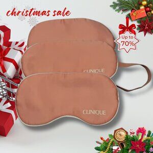 3 x Clinique Plush Pink Stain White Trim Eye Mask Sleep Eyemask Silky